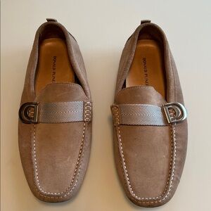 Donald J. Pliner Brown Suede Loafers with Silver Buckle